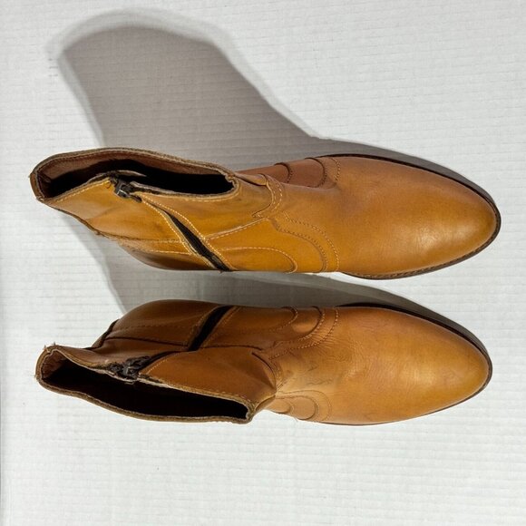 Vintage Levi's Leather Western Boots Mid Calf Zip up Women's Size 7.5 / 41.5 - Picture 15 of 16